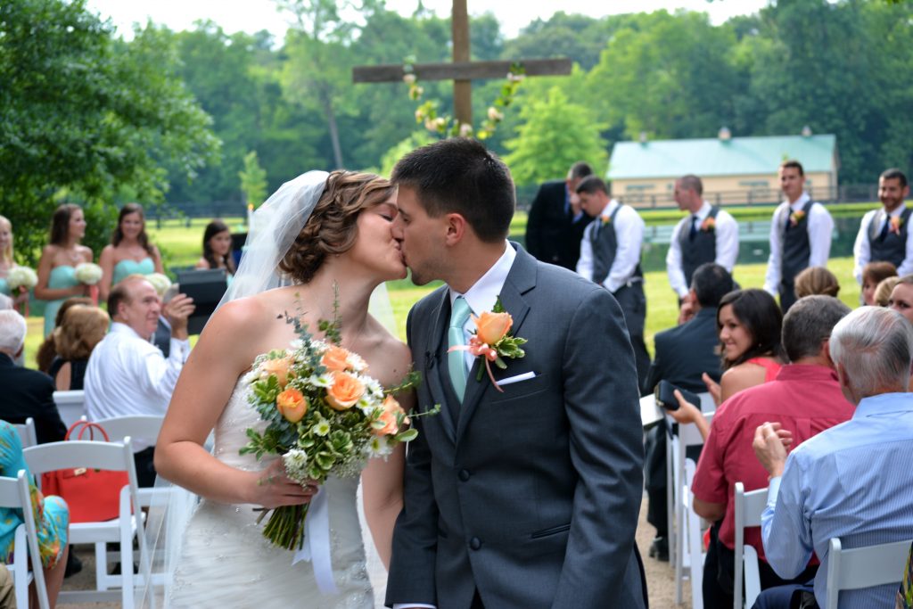 NC Farm Wedding with Accents of Apricot and Mint - Fairly Southern