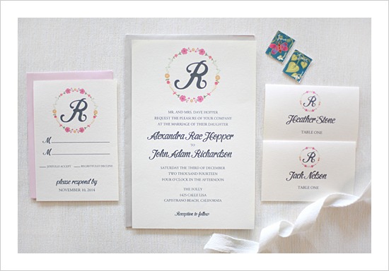 Floral Monogram Wedding Invitation Suite by Wedding Chicks - Fairly Southern
