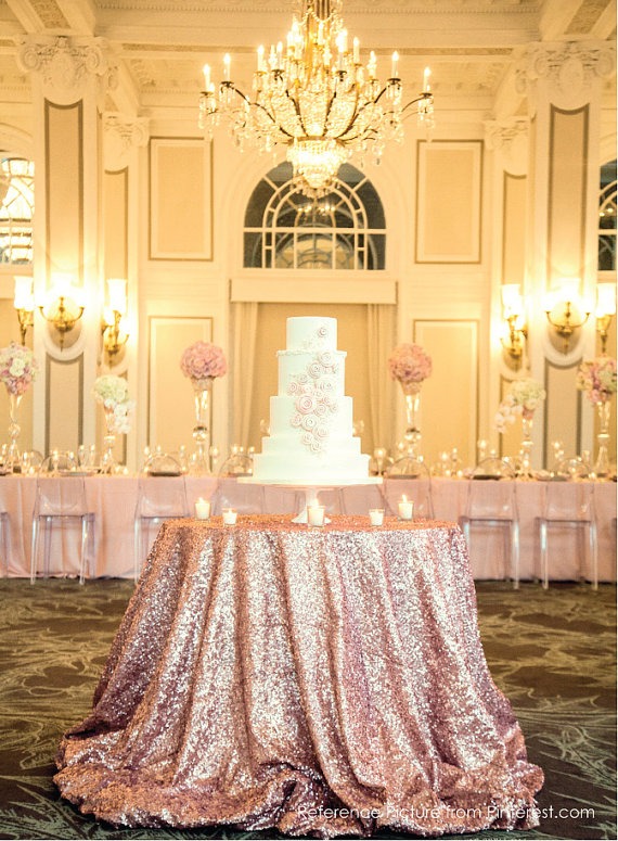 Rose Gold Sequined Cake Table - Fairly Southern