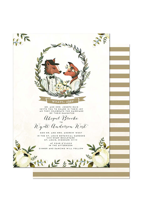 "Foxes in Love" Winter Wedding Stationery - Fairly Southern