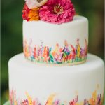 Bright and Bold Hand-Painted Floral Wedding Cake - Fairly Southern