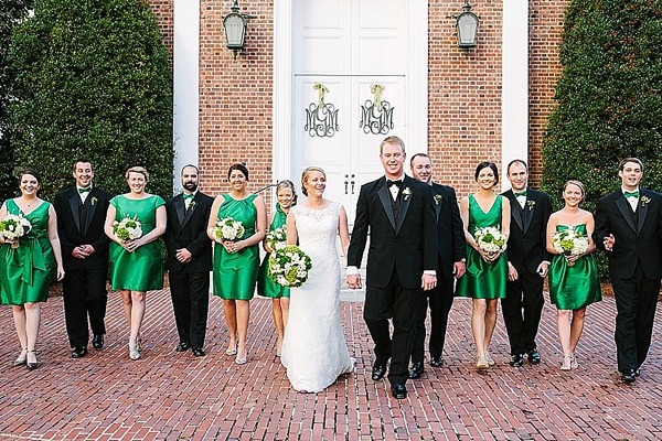 Monogrammed Church Doors - Preppy and Classic Kelly Green Wedding - Fairly Southern