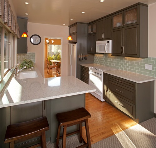 Eco-friendly IceStone countertops in Olive + Seafoam Kitchen | Fairly Southern
