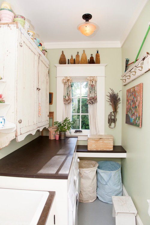 Shabby Chic Laundry Room with eco-friendly PaperStone countertops | Fairly Southern