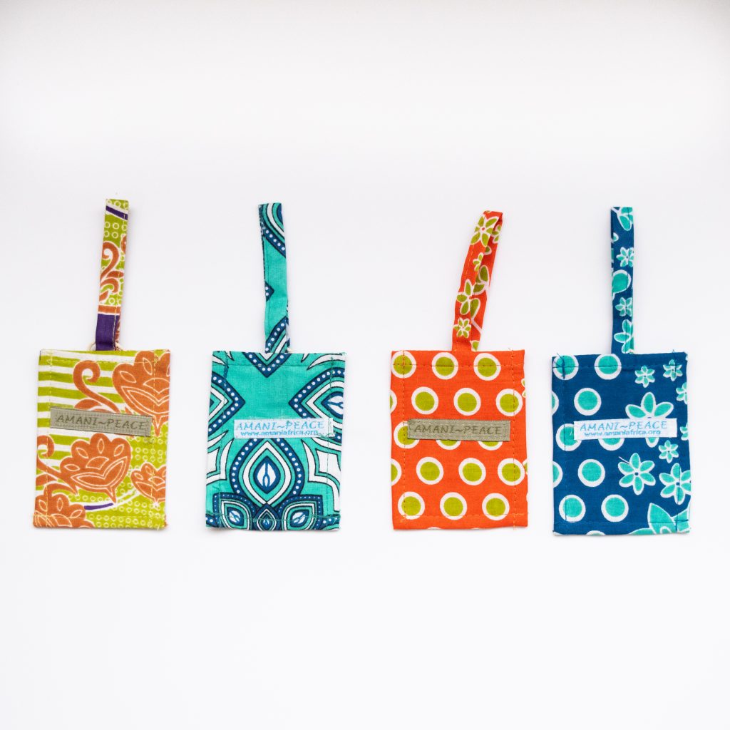 Kanga colorful luggage tags by Amani ya Juu - Fair Trade Home Goods made by artisans in Africa  |  Fairly Southern