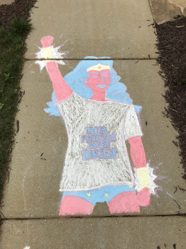 This Princess Saves Herself chalk art  |  Fairly Southern