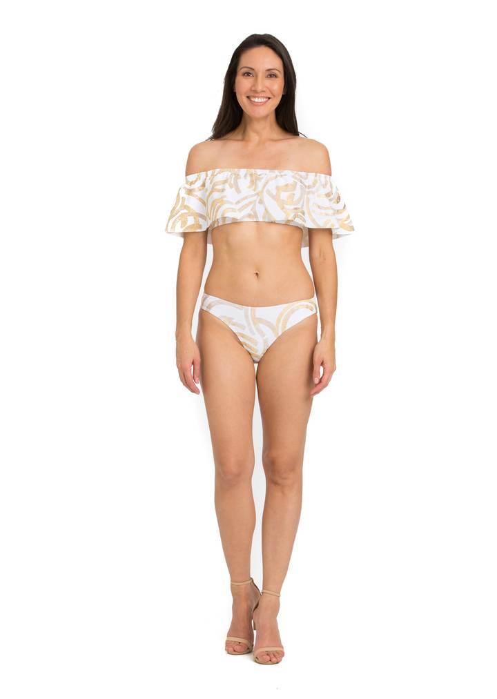 Tara Grinna gold and white bikini  | Sustainable and Ethically Made Swimwear for Women, Men, and Kids | Fairly Southern