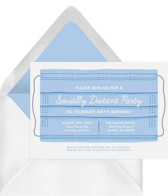 Mask Up socially distanced party invitation by Greenvelope | Fairly Southern