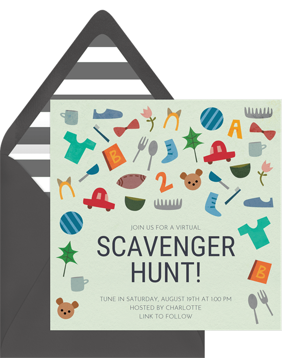 Virtual scavenger hunt invitation by Greenvelope | Fairly Southern