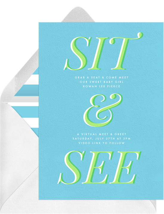 Sit & See virtual meet and greet invitation by Greenvelope | Fairly Southern