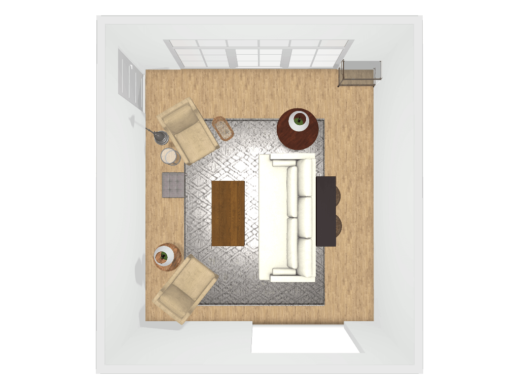 Socially conscious living room layout space planning by Kelly Butler of Gratify Home | Fairly Southern