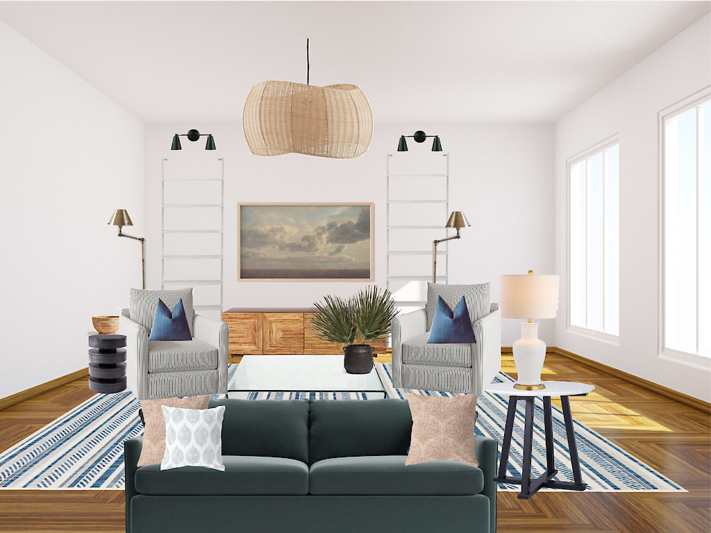 Green + Striped Socially Conscious Living Room by Gratify Home | Fairly Southern