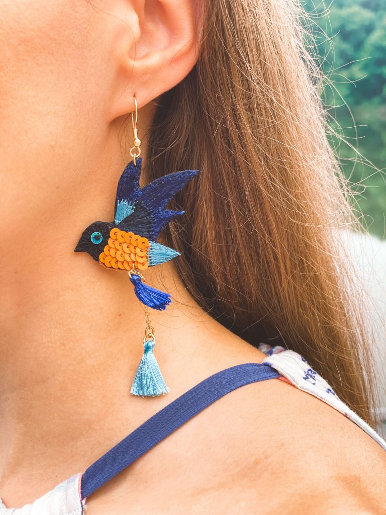 Bird Song Dangle Earrings - Vacation Outfit Inspiration | Belle + Blossom Review: Fair Trade, Sustainable Accessories and Lifestyle | Fairly Southern